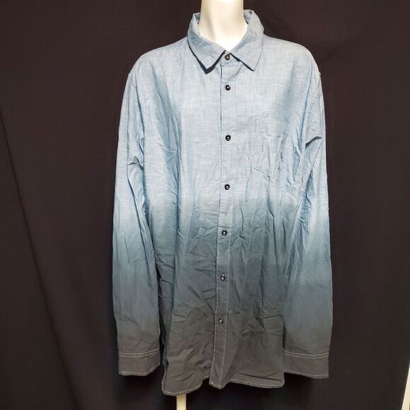 NWT George Blue to Black Ombre Button Down Shirt - Picture 3 of 6